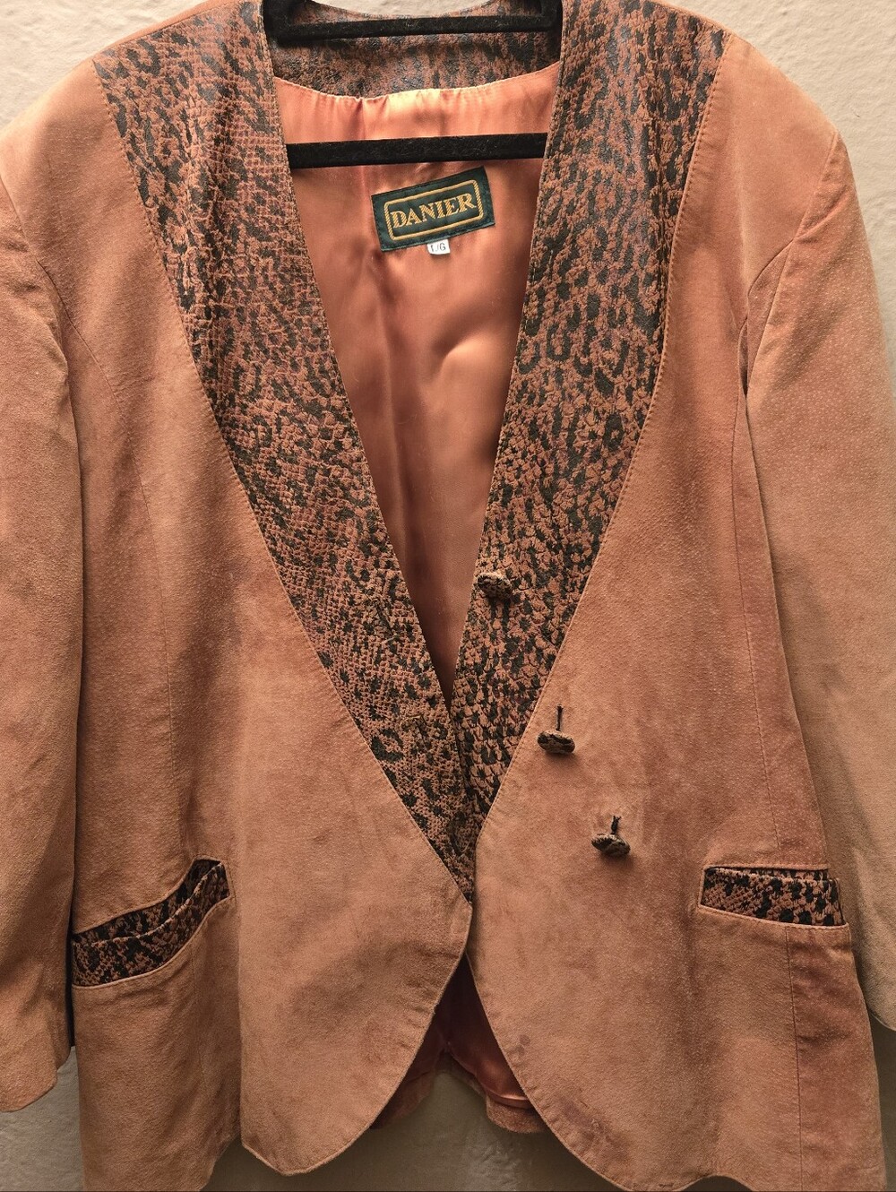 Vintage Danier Suede Leather Blazer Jacket LG Snake Print Western 90s - Picture 11 of 11
